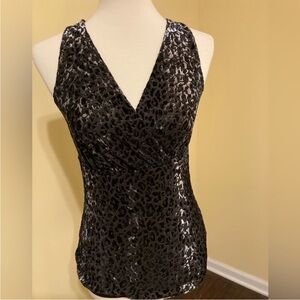 White House Black Market Metallic Leopard Print Tank Top